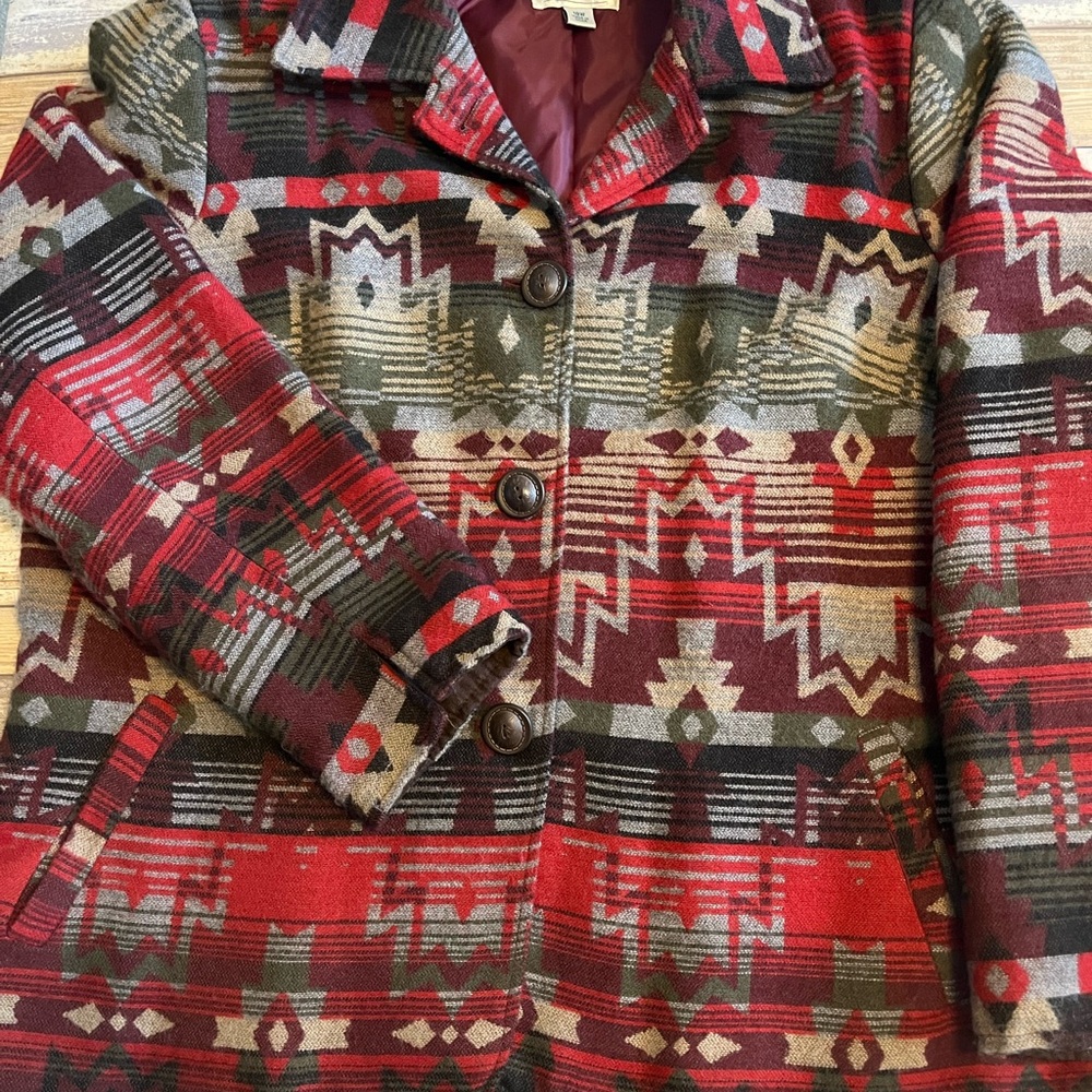 Coldwater Creek jacket, sz 18W, Aztec/Western pattern and details.  Great feel!!